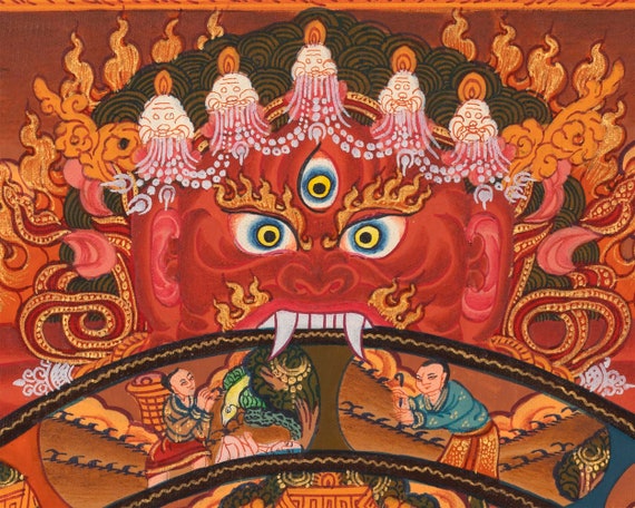 輪廻転生 涅槃 オリジナル手描き仏教タンカ | 壁掛け装飾