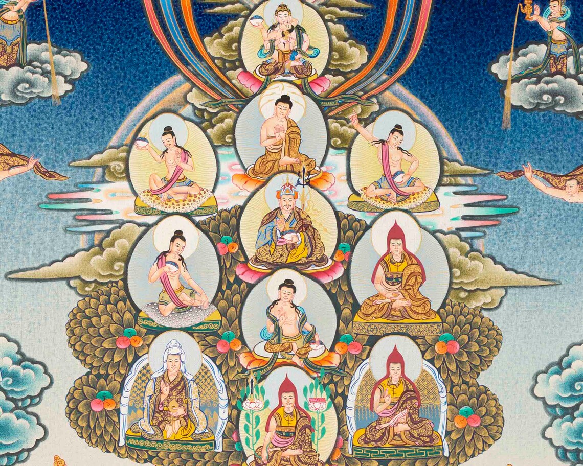 Guru Rinpoche Refuge Tree Thangka Painting With Buddhas - Etsy
