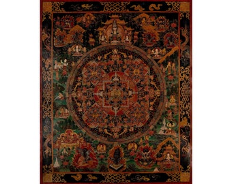 Vintage Vajra Yogini Mandala Thangka | Wall Hanging Yoga Meditation Canvas Art | Mindfulness Meditation Object of Focus For Our Wellbeing