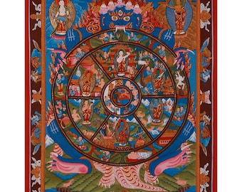 手描きの阿弥陀如来、文殊菩薩、観音菩薩タンカ：24K金製チベット美術