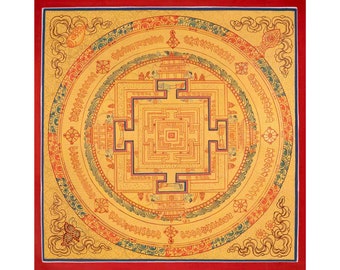 Kalachakra Mandala Thangka, Tibetan Buddhist Art, Meditation Decor, Spiritual Wall Hanging