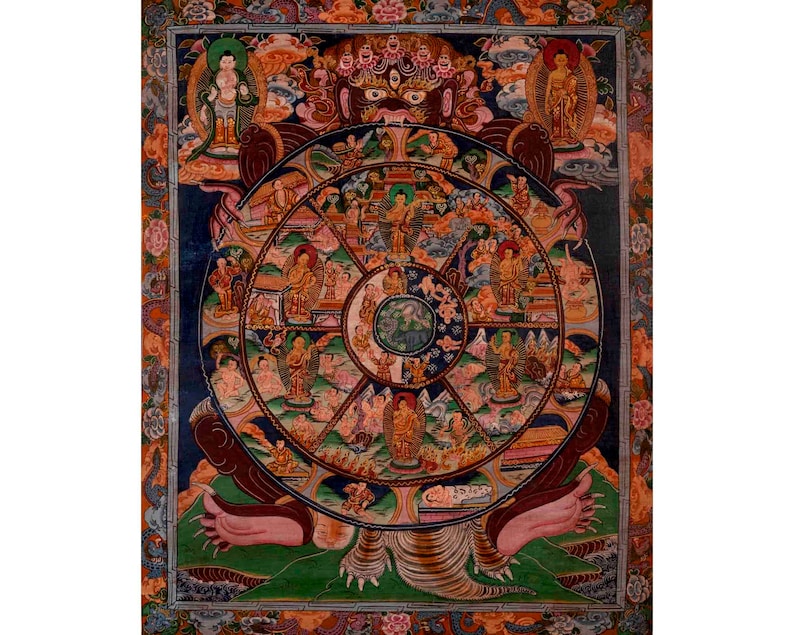 Wheel Of Life Original Bhavachakra Thangka Buddhist Art | shops Wall Decoration Painting | Mindfulness Meditation Practice Tool