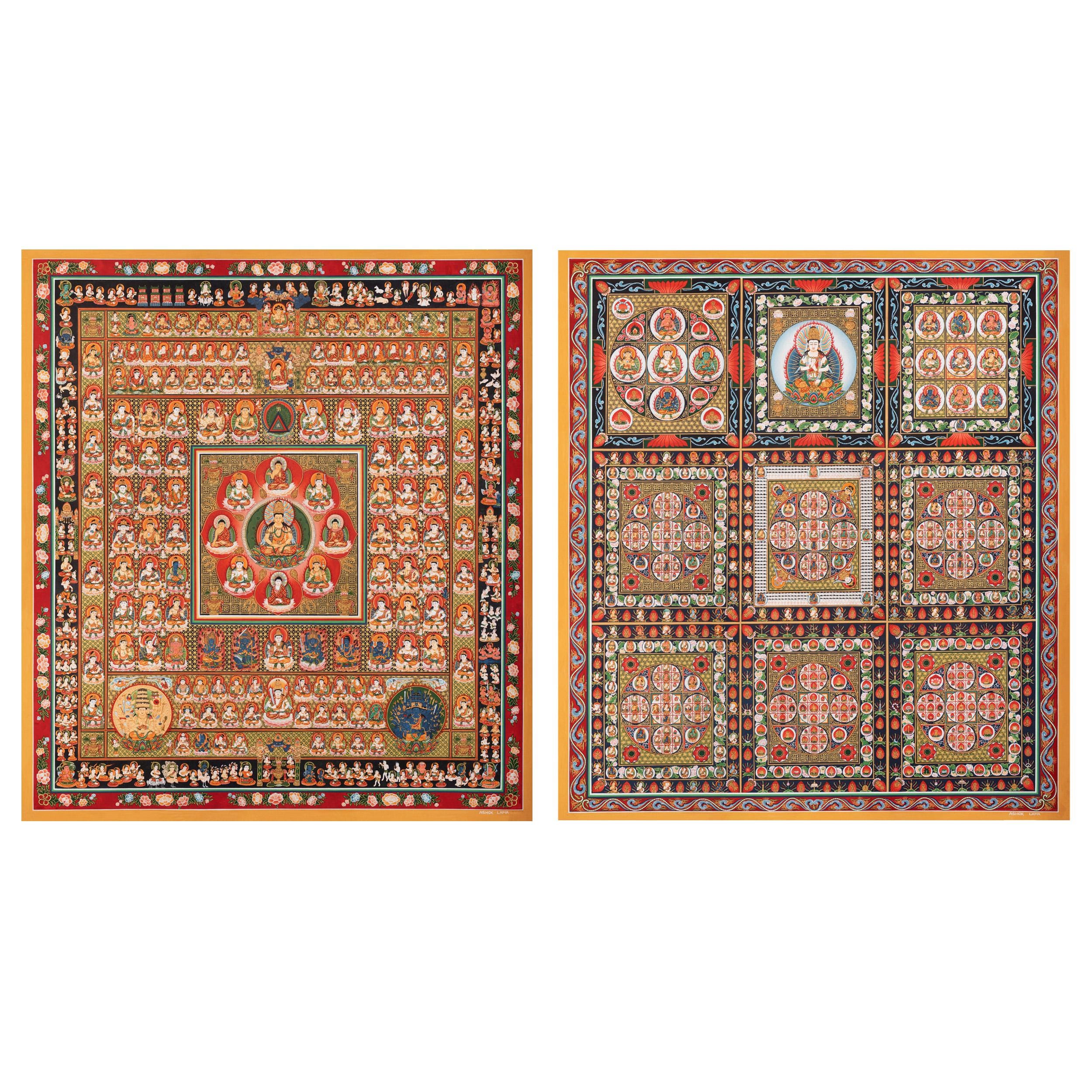 Extraordinary Ryoukai Mandala Set Thangka | Two Realm Mandala in