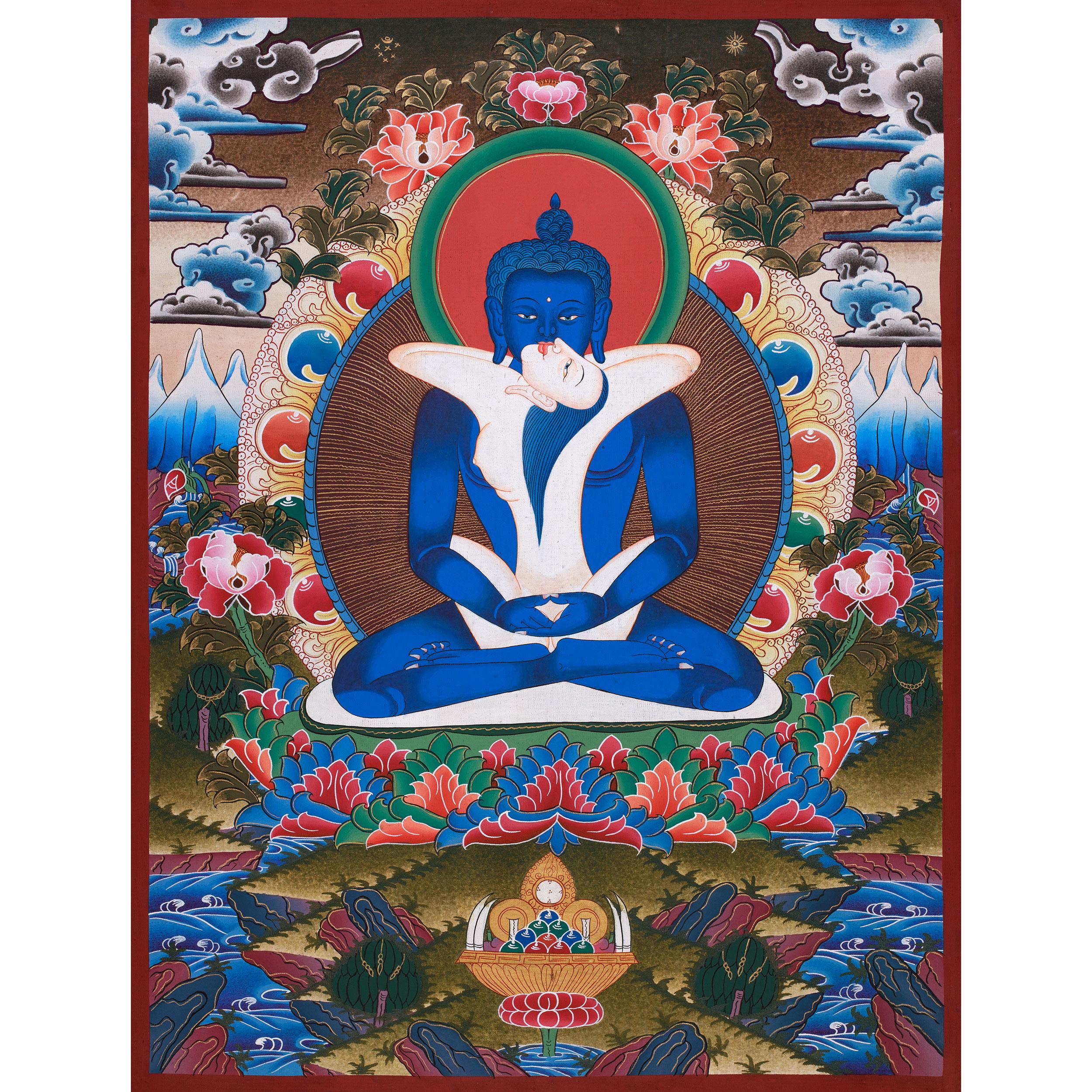 Original Hand-painted Samantabhadra Thangka | Yab Yum Buddha