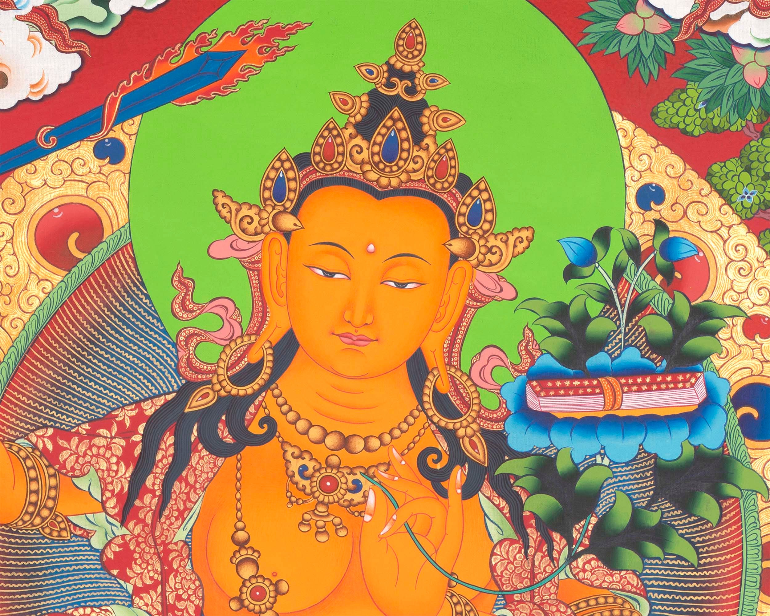 Manjushri Tibetan Thangka the Buddha of Wisdom Original Hand Painted ...