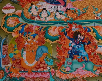 伝統的なヤマーンタカ・タンカ｜金剛乗仏教の憤怒尊｜チベットの精神