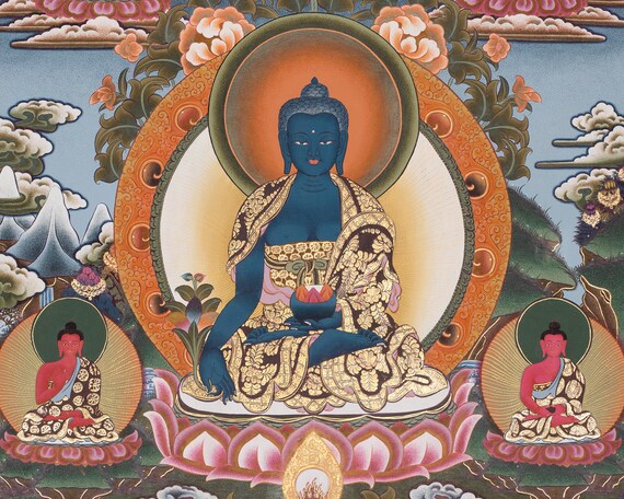 タンカ（チベット仏教） 八薬師如来タンカ｜チベット仏教｜菩薩画｜癒しと守護｜スピリチュアル