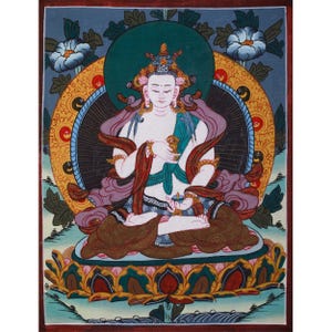 Vajrasattva (Dorje Sempa) Thangka | Purification and Enlightenment | Traditional Hand-Painted Artwork | Cotton Canvas | Small Canvas Art