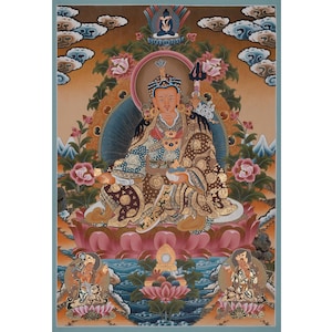 Traditional Guru Rinpoche Thangka | Padmasambhava Painting | Tibetan Buddhist Meditation Art |Spiritual Home Decor |Wall Hanging |Sacred Art