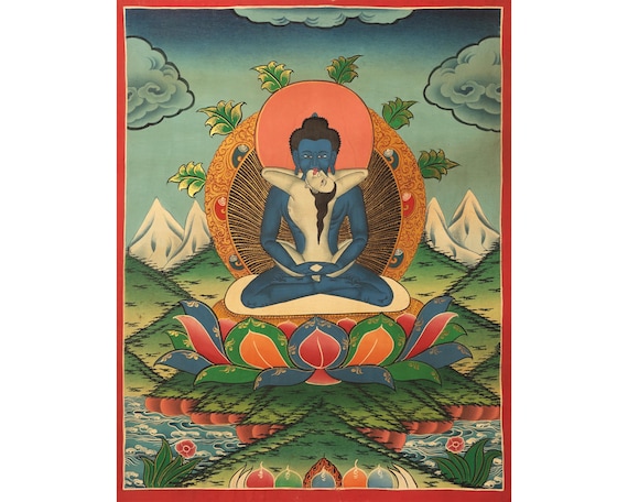 Ts. Tsegmed 油彩画 「Nomad」25号 Samantabhadra Yab Yum Buddha Thangka | Handmade Primordial Buddha
