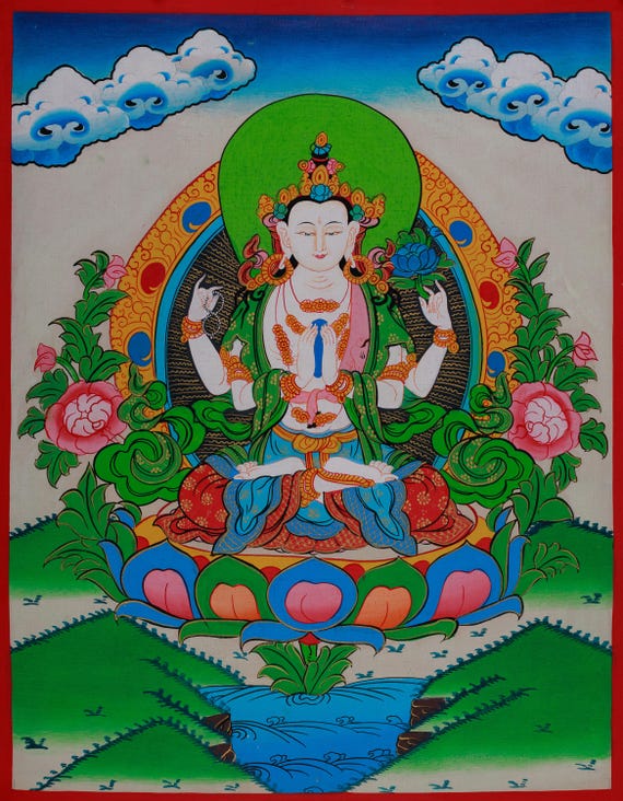 タンカアート ホワイトターラ タンカ | 家庭装飾用のチベットタンカアート