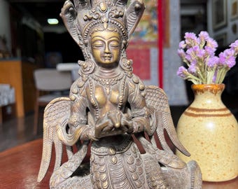 Divine Naga Kanya Statue | Symbol of Protection and Prosperity | Traditional Serpent Goddess Statue for Home Decor | Handcrafted Hindu Deity