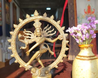 Shiva Nataraja Brass Statue | Hindu Cosmic Dance Sculpture | Handcrafted in Nepal | Vintage Statue | Meditation Altar | Spiritual Gift
