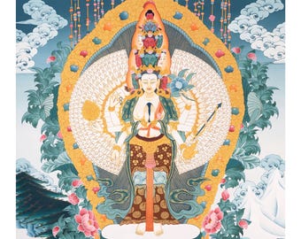 千手観音タンカ、チベット仏教美術、観音菩薩壁掛け - Etsy 日本