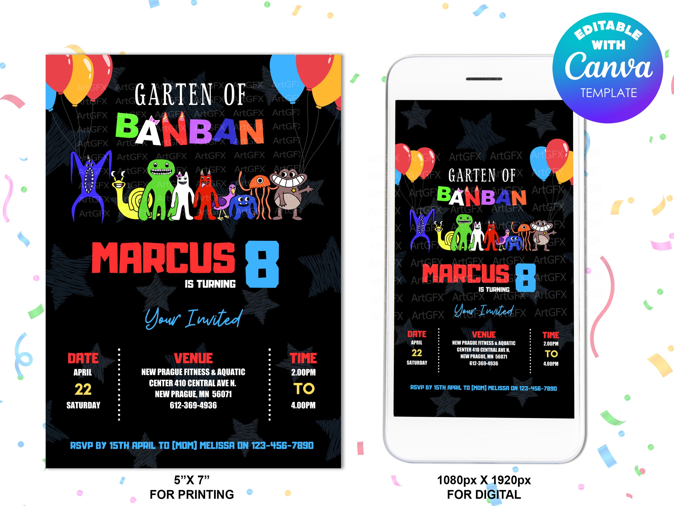 Editable Garten of Banban Birthday Invitation Template Etsy Ireland