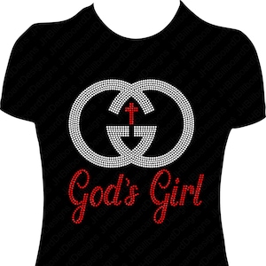 God&#39;s Girl Rhinestone Shirt, God&#39;s Girl Bling T shirt, Christian Shirt, Religion Shirt