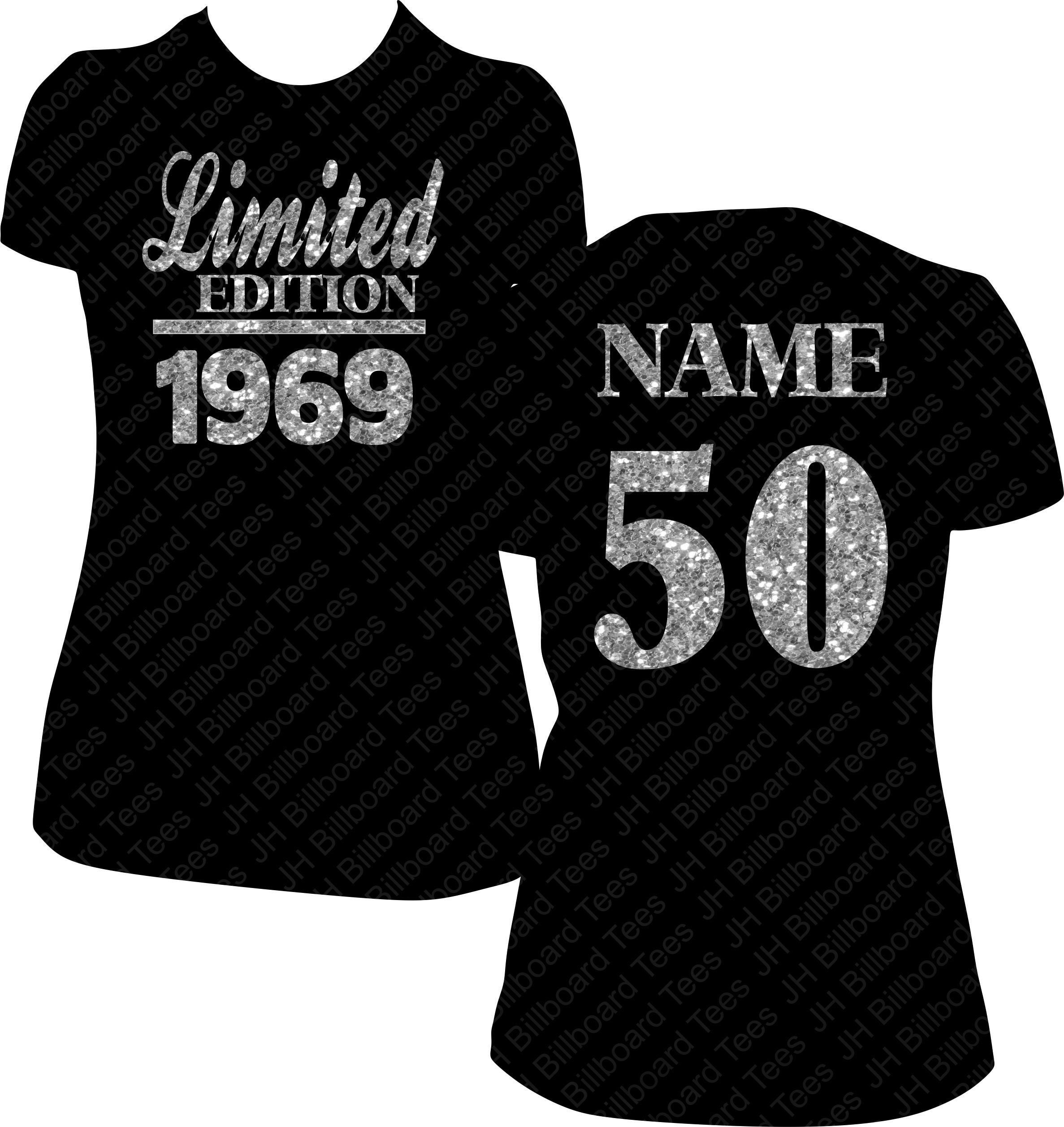 1969 Birthday Shirt, 1969 Limited Edition Shirt, Birthday Shirt Women, Bling Shirt, 50th Birthday, Silver Bling Vinyl Shirt, Age 50 Shirt