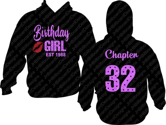 Birthday Girl Est Date Chapter Custom EST PINK Bling Birthday Girl Birthday  Shirt Women Chapter Hoodie Chapter Shirt Glitter Bling Hoodie 
