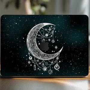 Moon dreamcatcher macbook skin dark starry night mac air decal space 2024 retina 13 16 inch laptop cover fancy pro 15 2020 boho lace 14 &quot; M3
