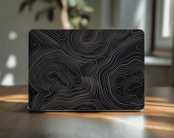 地形図 MacBook Air スキン 13 13.3 13.6 インチ Pro 14 15 16 インチ M3 M2 Apple ビニール製トラックパッドデカールカバー 2025 2019 A3401 A1990 等高線