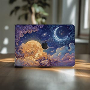 Moon and Sun MacBook Air Skin 13.3 13.6 13 14 in Pro 15 16 inch Neo M5 M2 M3 M1 Vinyl Trackpad Decal Cover 2022 2024 A2485 A1932 Night Sky
