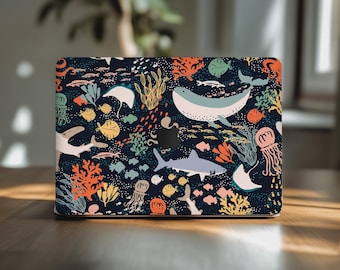 Pegatina de vinilo para MacBook Pro 14 2024 con estampado de animales marinos, diseño de vida submarina, para MacBook Air 13 M1, M2 15 16, M3 y M4, 2025, A2780