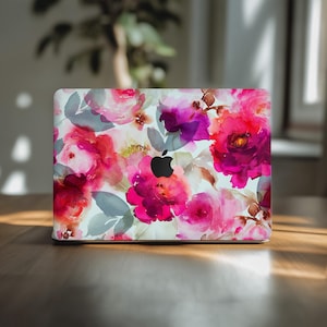 Peony watercolor MacBook pro 13 2019 Mac air skin M4 15 inch cover Painting flowers new macbook 16 skin 2021 14 sticker M1 Max 2023 A2442 M3