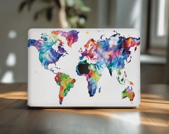 Naklejka na laptopa Macbook 16 cali 2025 15 z mapą świata, naklejka winylowa na laptopa Macbook 16 cali 2025 15, naklejka winylowa na laptopa M4 Max Air A2337, kreatywny prezent