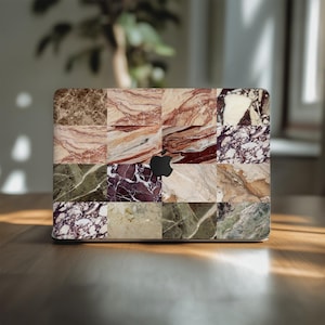 Marble Patchwork MacBook Air Skin 13 13.3 13.6 Pro 14 15 16 inch M5 M3 M2 Vinyl Keyboard Decal Cover 2025 2023 A3114 A2337 Checkered Texture