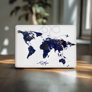 Stickers carte du monde personnalisés macbook 15 pouces M3 pro 13 2020 Housse pour ordinateur portable 16 pouces mac book air M1 Max travel art 14 2021 m2 m4