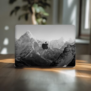 Mountains print macbook air 15 skin Monochrome Nature M4 M3 13 inch mac book pro 16 2025 14 M2 Max decal 2024 sticker 2020 A2918 Stylish B&W