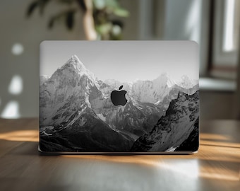 Mountains print macbook air 15 skin Monochrome Nature M4 M3 13 inch mac book pro 16 2025 14 M2 Max decal 2024 sticker 2020 A2918 Stylish B&W
