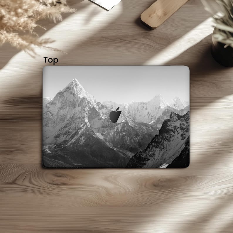 Mountains print MacBook air 15 skin Monochrome Nature M4 M3 13 inch mac book pro 16 2025 14 M2 Max decal 2024 sticker 2020 A2918 Stylish B&W image 8