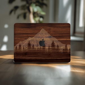 Mountain mac book pro 13 M1 wooden art decal macbook air skin nature 2021 M2 M3 M4 16 sticker laptop cover 15 inch travel decal 2020 14 12 &quot;