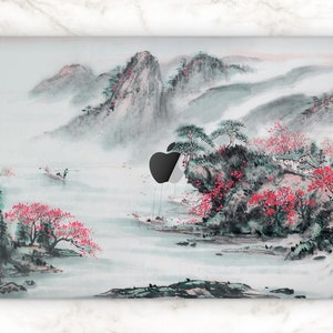 Japanese painting macbook pro 16 inch mountain landscape mac 14 decal 2021 macbook air 13 skin apple mac sticker M1 Max retina 15 vinyl 2020