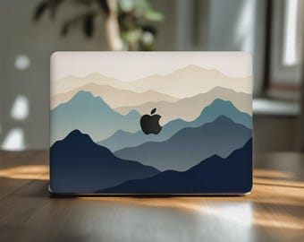Blue Abstract Mountains MacBook Air Skin 13 14 13,3 13,6 Pro 15 16 inch M5 M4 Apple vinyl wrap cover 2025 2018 A2681 A1707 minimalistisch ombre