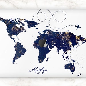 Personalized macbook custom mac 15 inch world map decals MacBook pro 13 2020 16 inch laptop cover mac book air M1 Max traveling art 14 2021