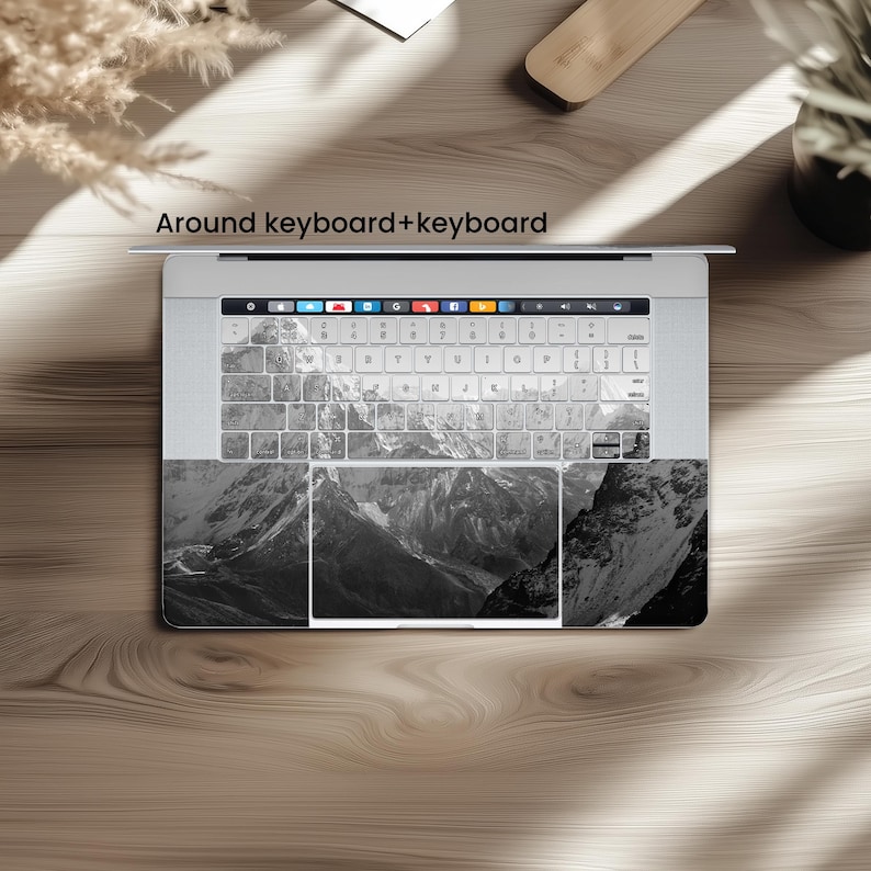Mountains print MacBook air 15 skin Monochrome Nature M4 M3 13 inch mac book pro 16 2025 14 M2 Max decal 2024 sticker 2020 A2918 Stylish B&W image 9