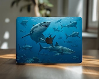 シャーク MacBook スキン Air 15 ステッカー オーシャンデカール Mac Book Pro 13 クールな水中生物 16インチノートパソコン M3 14インチカバー 2024 ビニール M4 Max ベストセラー