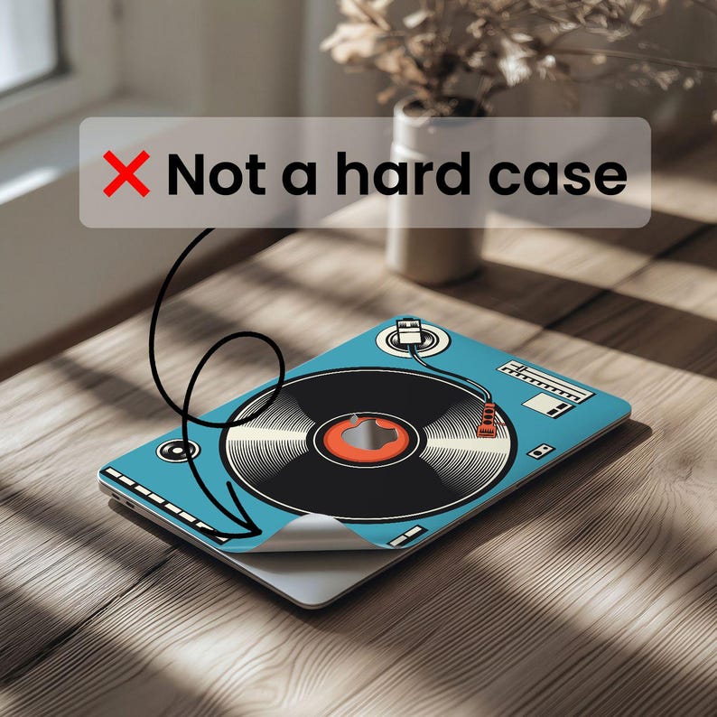 Vinyl player MacBook pro 16 inch cover Retro print mac book 2025 14 air 13 skin M1 M2 M3 15 M4 Max 2021 decal 2024 cool dj deck graphic gift image 2