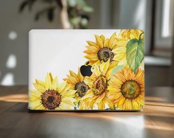 Floral laptop skin macbook pro 16 Sunflowers painted decal mac book air 13 2024 A3113 M2 M3 15 inch M4 Max 14 cover A3240 sticker A1990 gift