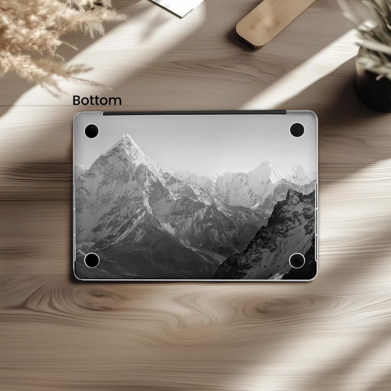 Mountains print MacBook air 15 skin Monochrome Nature M4 M3 13 inch mac book pro 16 2025 14 M2 Max decal 2024 sticker 2020 A2918 Stylish B&W image 7