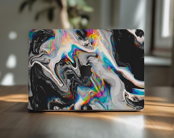グリッチアート MacBook Pro スキン M4 抽象的なラップトップカバー 奇妙な 2025 ビニール スリム デカール Mac Book 15 ステッカー Air 13 2022 14 16 インチ 2024 M3 M2 ベスト