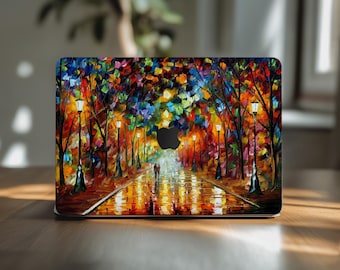 油絵 Mac Book Pro 15インチ シティライト アートスキン MacBook Pro 14 M1 M3 M4 Air 13 M2 2025 アーティスティックプリント デカール 16インチ ステッカー 秋 A3112 "