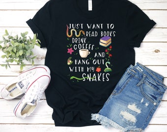 Snake Shirt voor slangenliefhebbers. Great Snake Lover Cadeau voor vrouwen en mannen. Leuke grafische t-en. Koffie, Boek, Bookish.