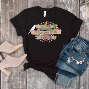 Funny Parakeet Shirt, Women Men, Parrot Lover Gift, Cute Bird T-shirt, Budgie top, Parrot print, exotic pet t shirt