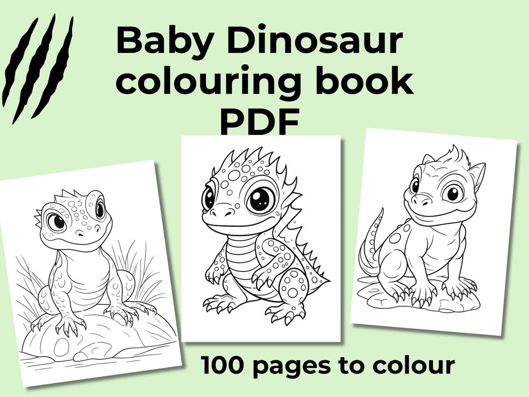 Baby Dinosaur Coloring Book: 100 Pages, Printable PDF (US Letter) - Etsy