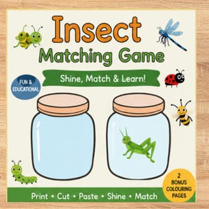 Insect Matching Game | Torch Reveal Activity, Preschool Learning (PDF Download)