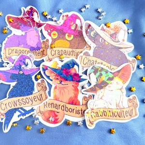 Stickers mignons - holographique - journal , scrapbooking , journaling - animal