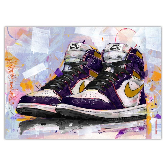 Air jordan 1 x Nike sb L.A. to Chicago print. 50x70cm - Etsy België